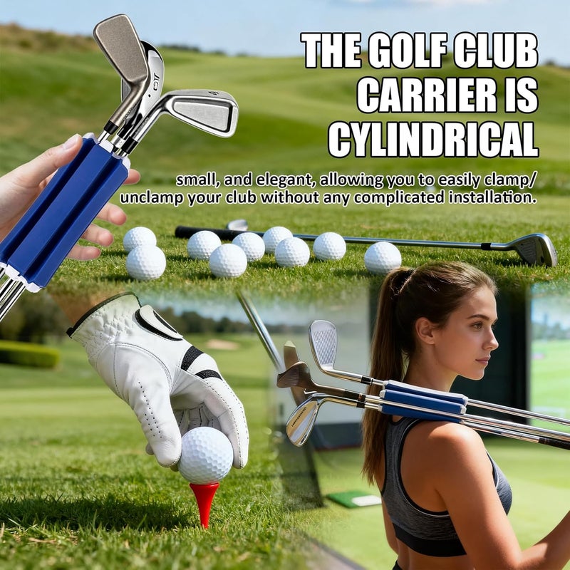 coldpa Golf Club Holder, Golf Club Organizer Support Stand, Cylindrical Holder for 6 Golf Club, Easy-Access Golfing Accessory with Strap, Reduces Clutter in Golf Bag (Blue and White) - Image 3